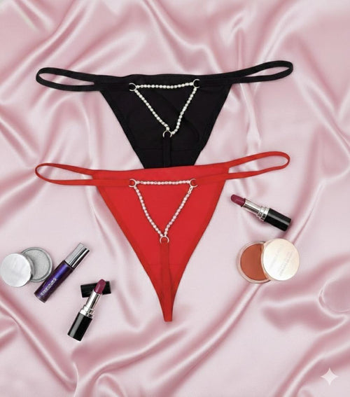 Veil Noir 2 Renk Tanga Zincir Aksesuarlı Set