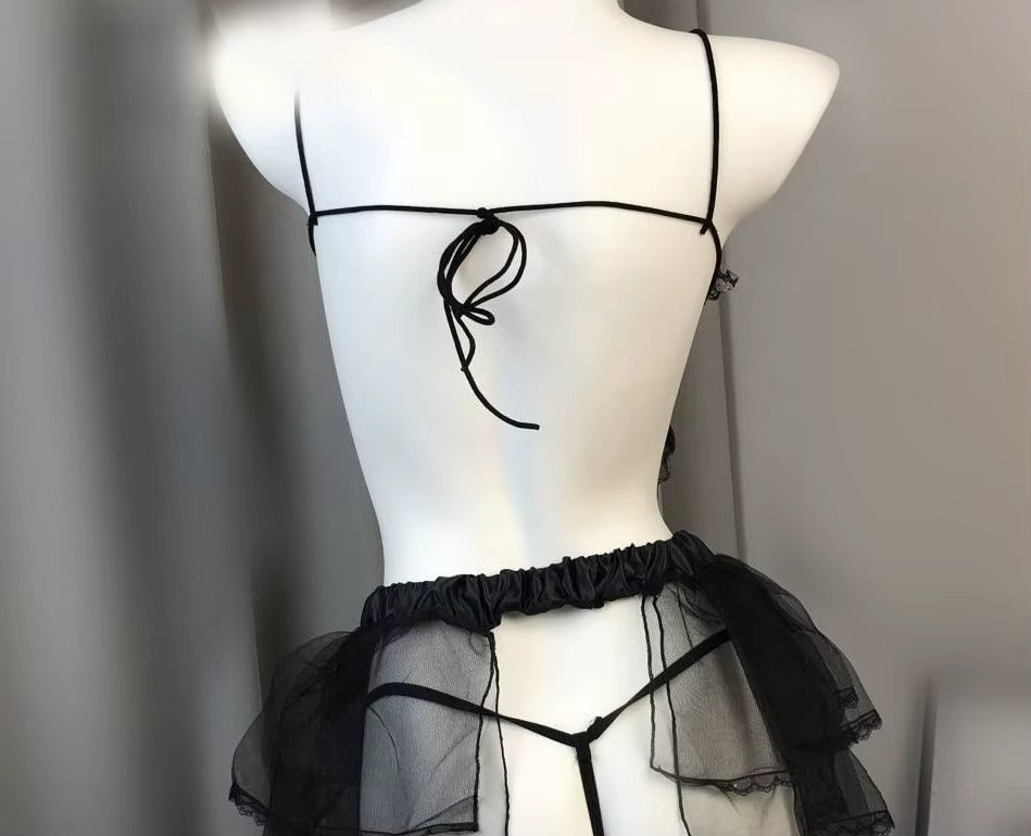 Black Veil Lace Set