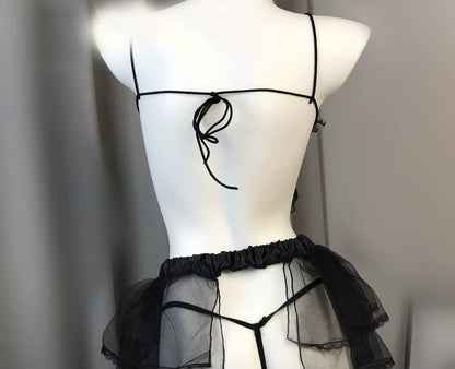 Black Veil Lace Set