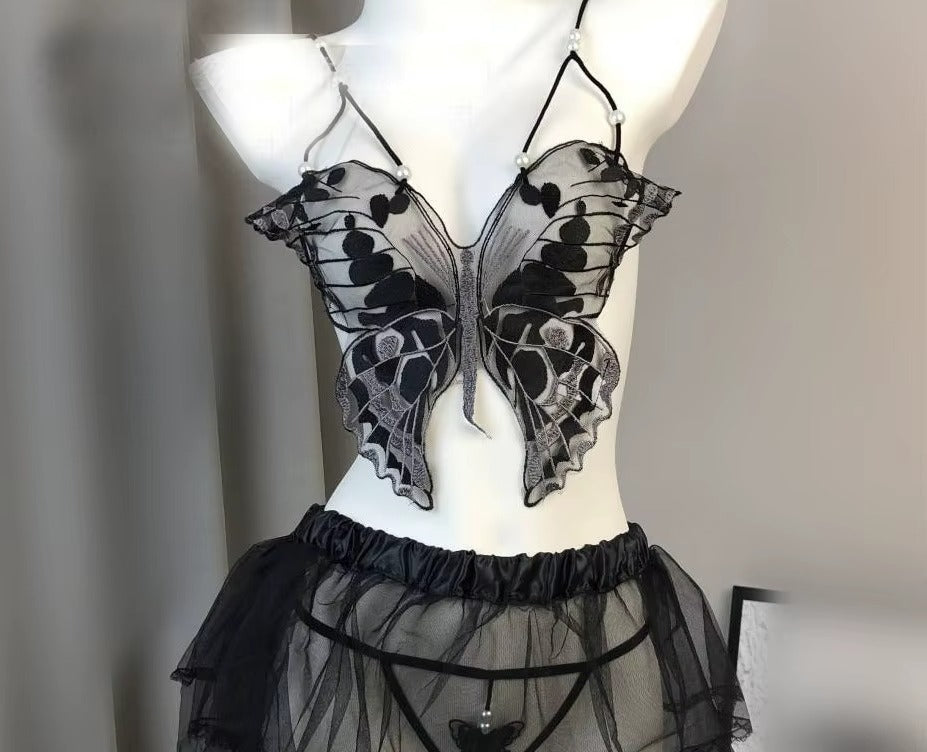 Black Veil Lace Set